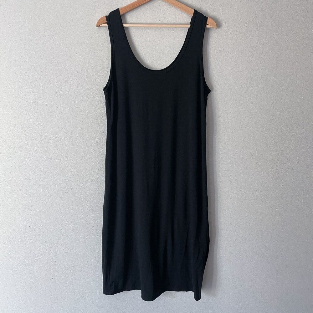 Unbound Women's Midi Merino Travel Dress Black Size L Sleeveless Tank Dress
